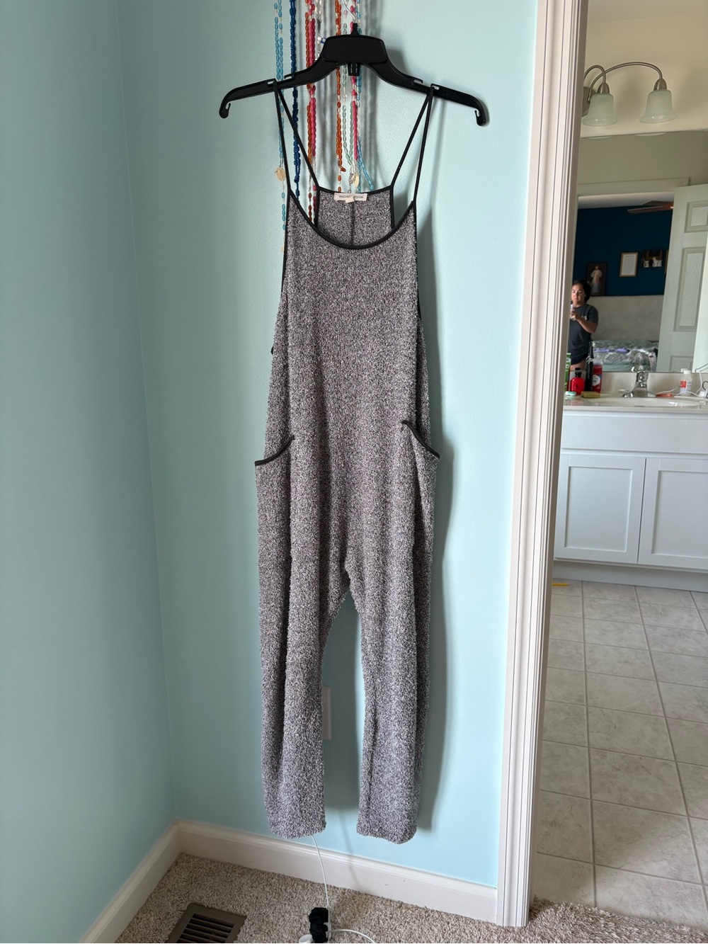 Dry Goods Heather Gray Spaghetti Strap Jumpsuit with Pockets
